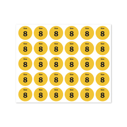 0.75in Sticker: Size 8 Clothing & Footwear Label Pack