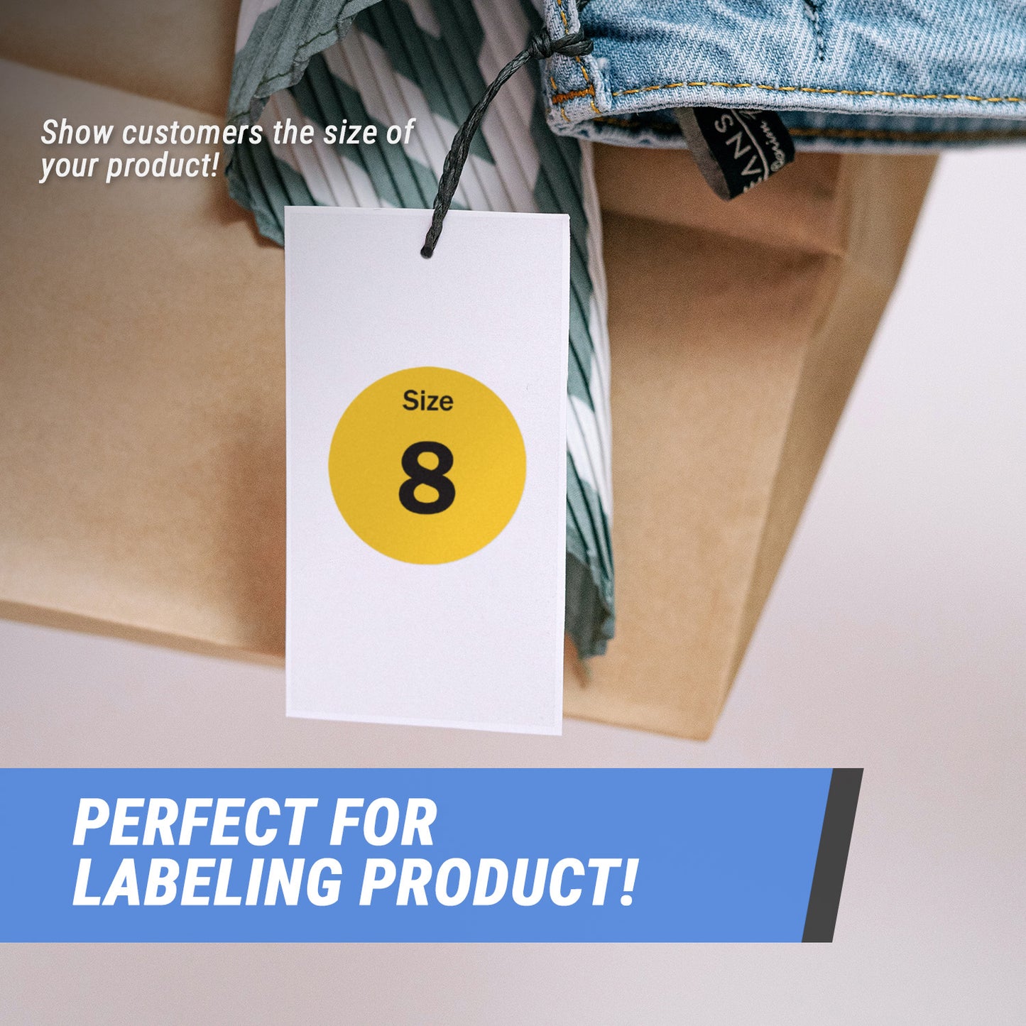 0.75in Sticker: Size 8 Clothing & Footwear Label Pack