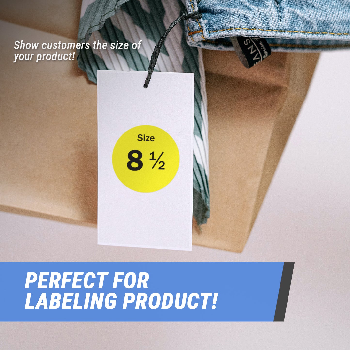 0.75in Sticker: Size 8.5 Clothing & Footwear Label Pack