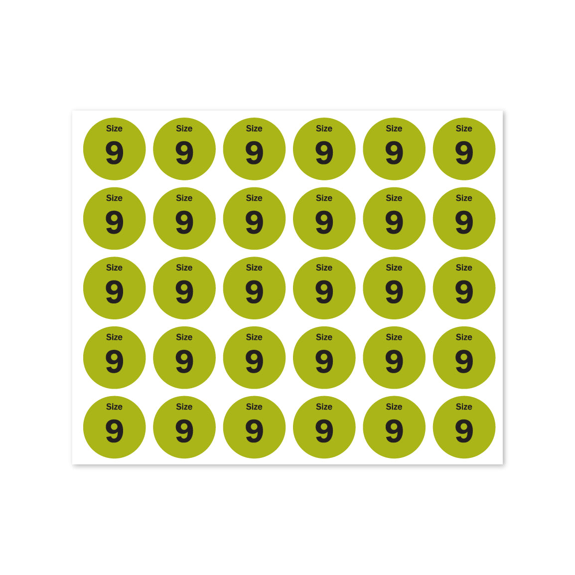 0.75in Sticker: Size 9 Clothing & Footwear Label Pack