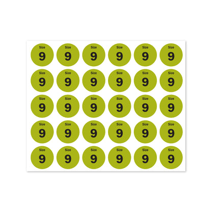 0.75in Sticker: Size 9 Clothing & Footwear Label Pack
