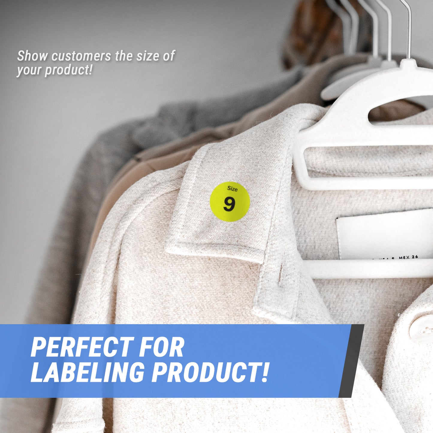 0.75in Sticker: Size 9 Clothing & Footwear Label Pack