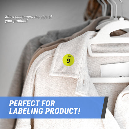 0.75in Sticker: Size 9 Clothing & Footwear Label Pack