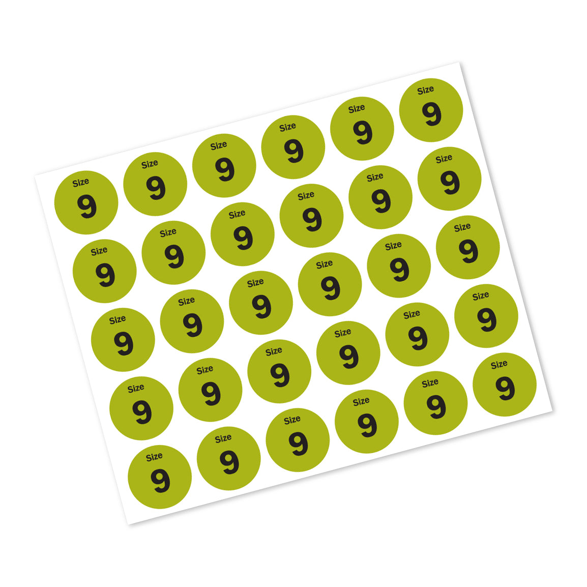 0.75in Sticker: Size 9 Clothing & Footwear Label Pack