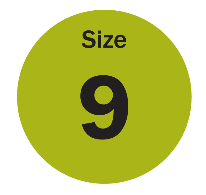 0.75in Sticker: Size 9 Clothing & Footwear Label Pack
