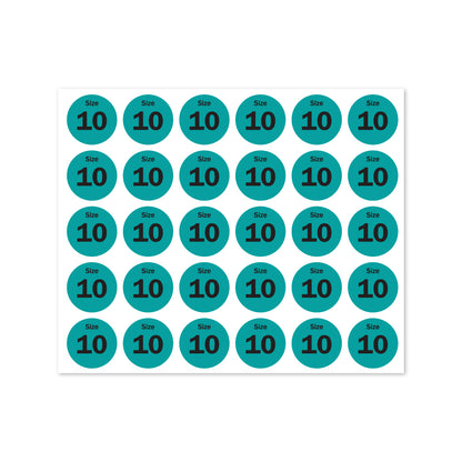 0.75in Sticker: Size 10 Clothing & Footwear Label Pack