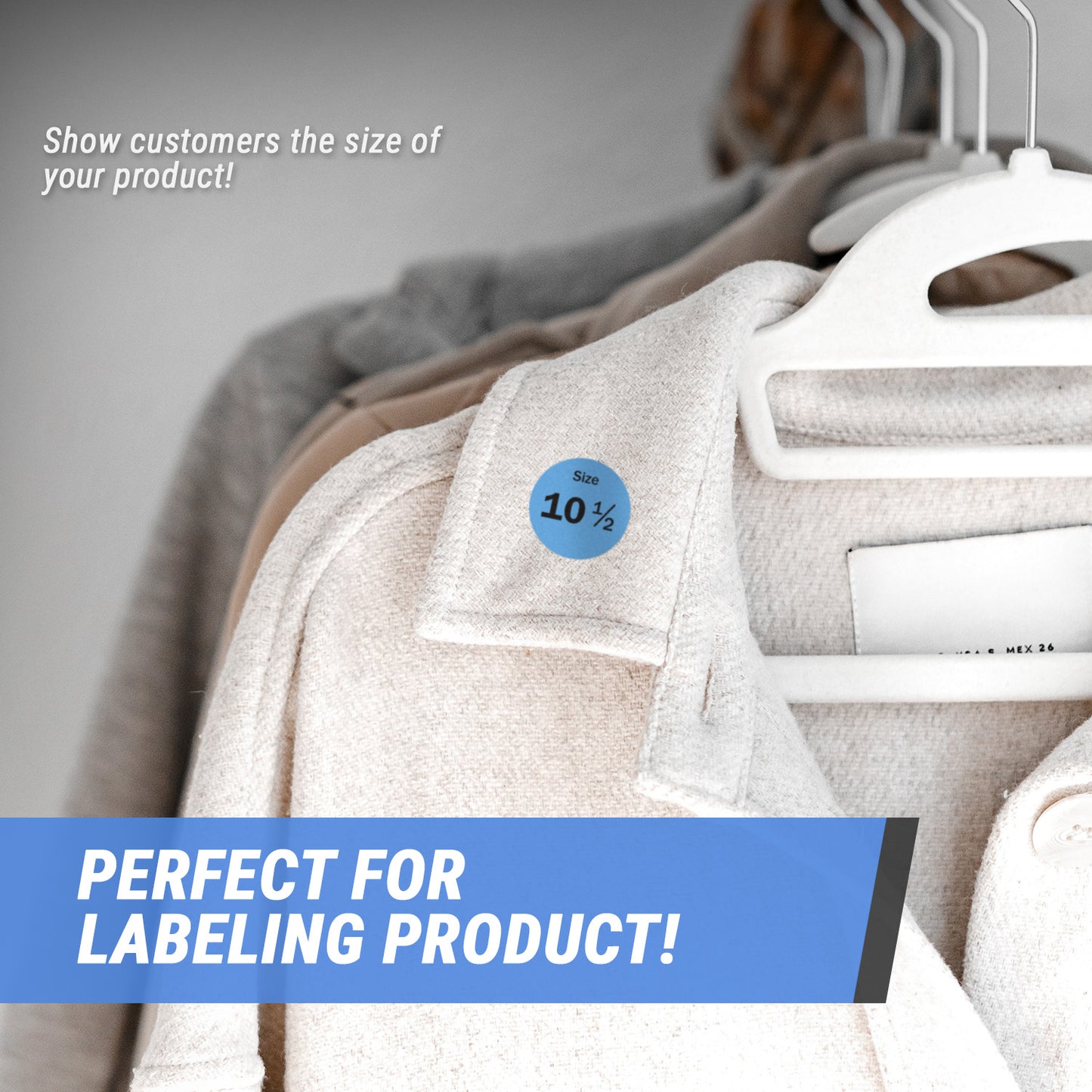 0.75in Sticker: Size 10.5 Clothing & Footwear Label Pack
