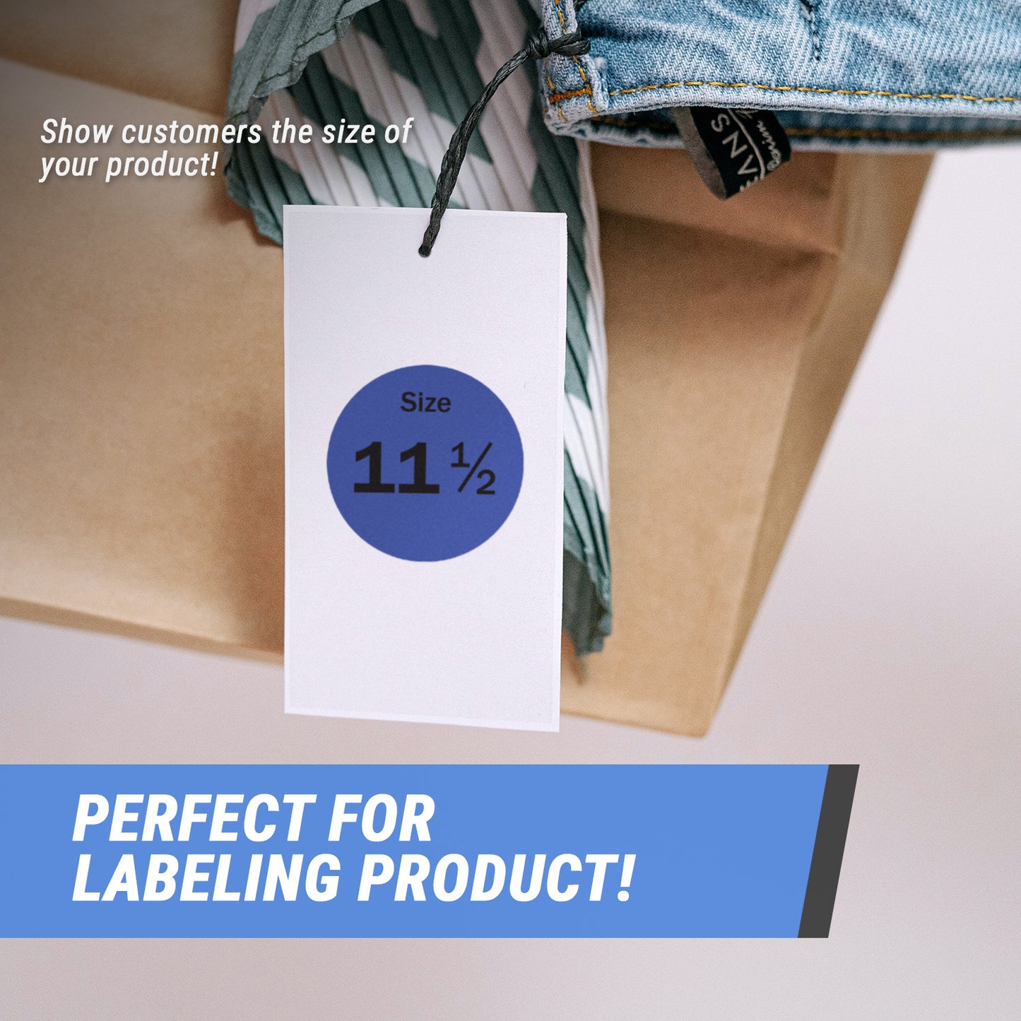 0.75in Sticker: Size 11.5 Clothing & Footwear Label Pack