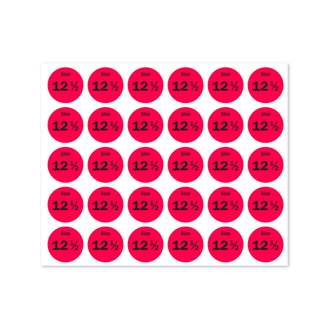 0.75in Sticker: Size 12.5 Clothing & Footwear Label Pack