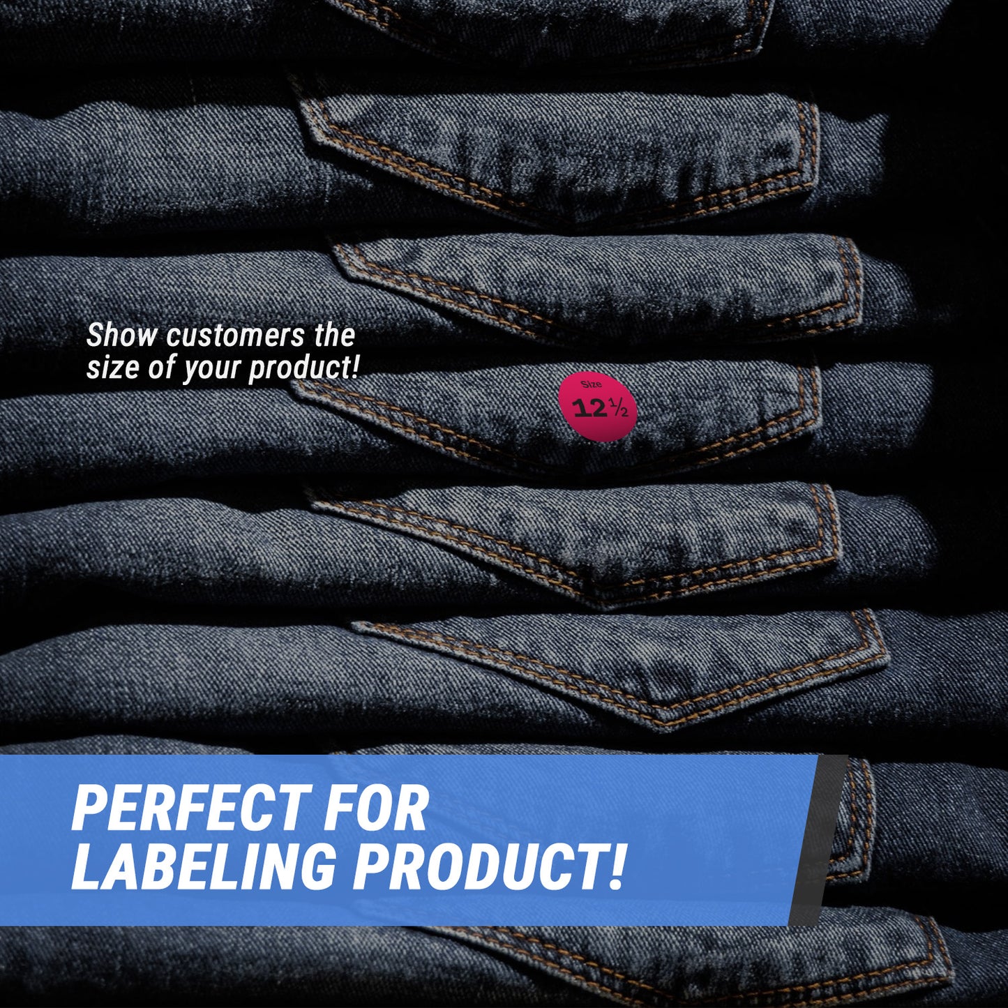 0.75in Sticker: Size 12.5 Clothing & Footwear Label Pack