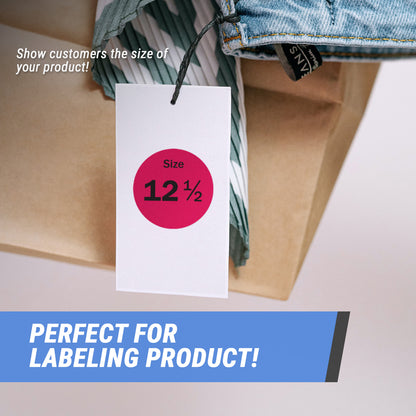 0.75in Sticker: Size 12.5 Clothing & Footwear Label Pack