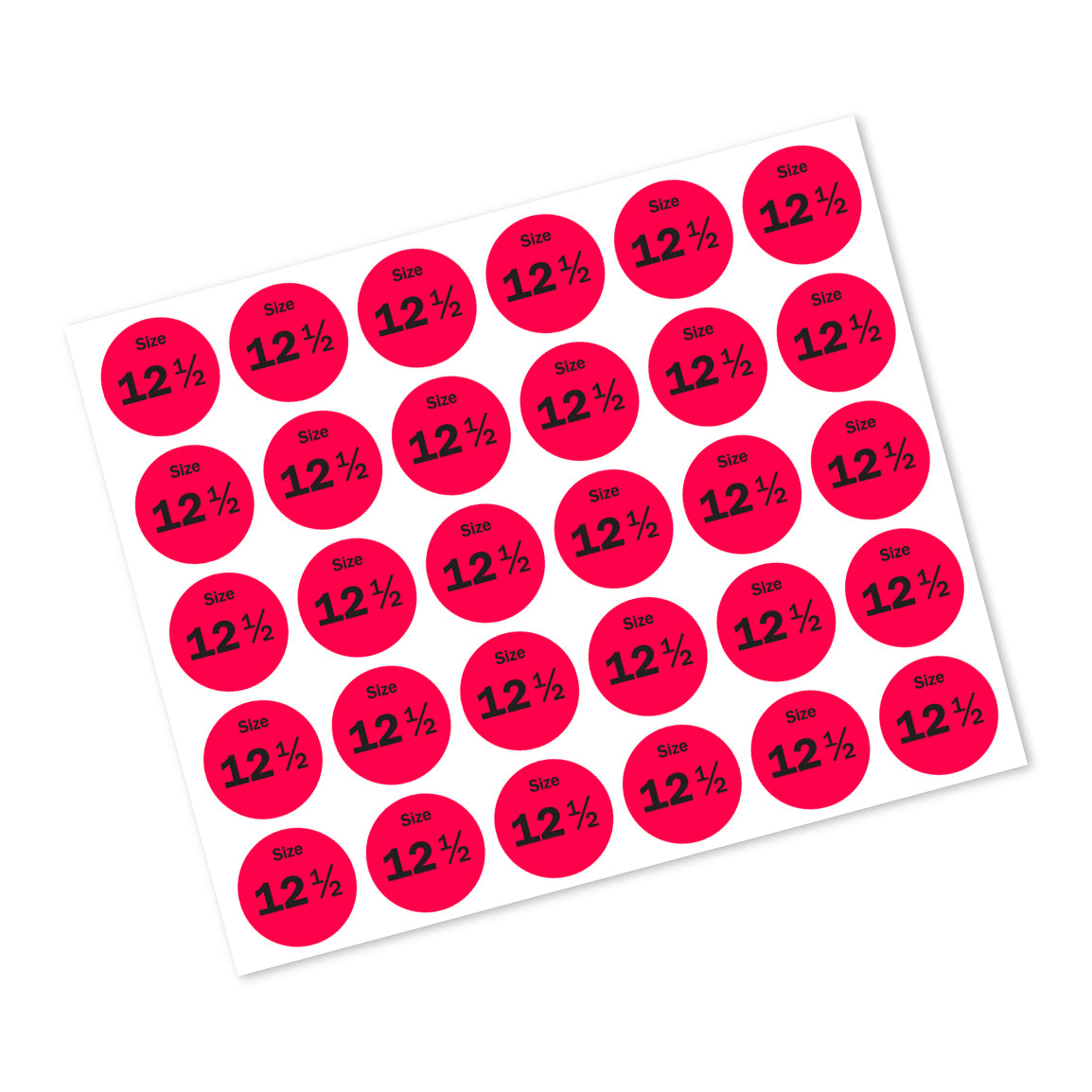 0.75in Sticker: Size 12.5 Clothing & Footwear Label Pack