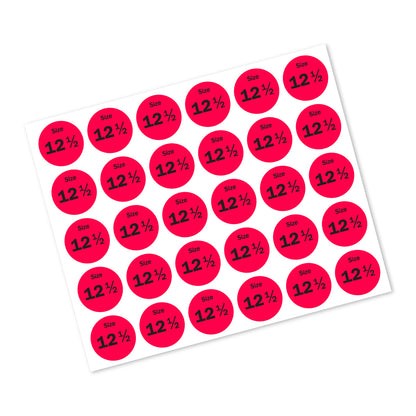 0.75in Sticker: Size 12.5 Clothing & Footwear Label Pack