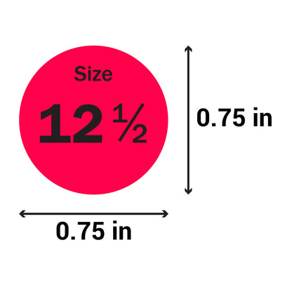 0.75in Sticker: Size 12.5 Clothing & Footwear Label Pack
