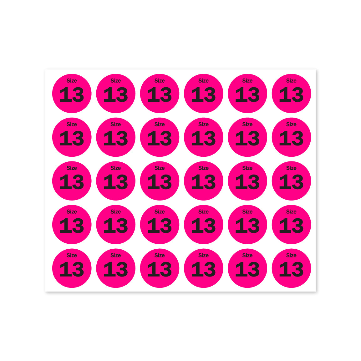 0.75in Sticker: Size 13 Clothing & Footwear Label Pack