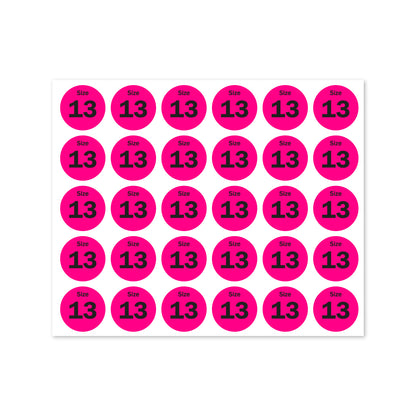 0.75in Sticker: Size 13 Clothing & Footwear Label Pack