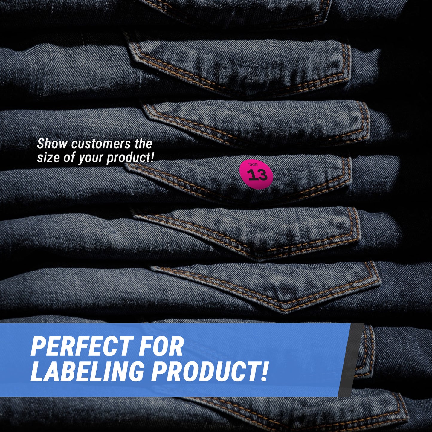 0.75in Sticker: Size 13 Clothing & Footwear Label Pack