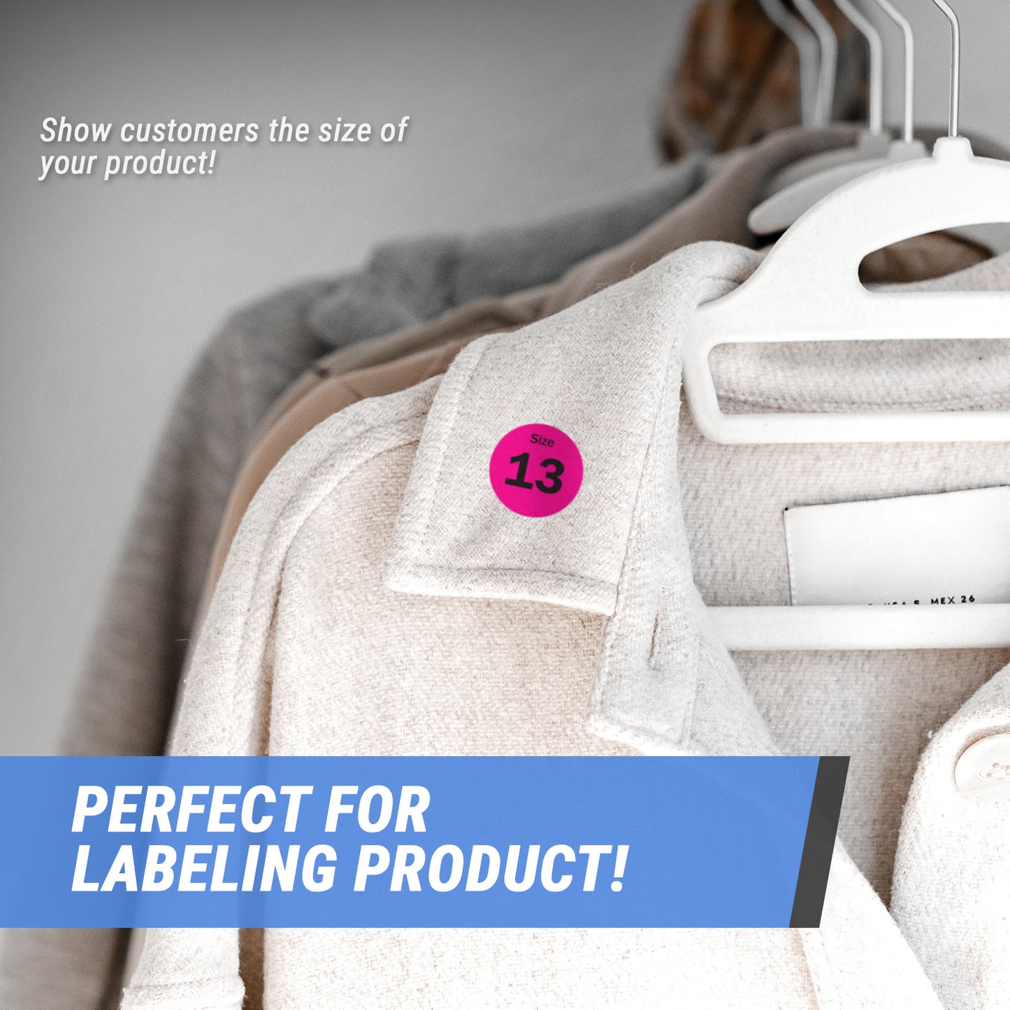 0.75in Sticker: Size 13 Clothing & Footwear Label Pack