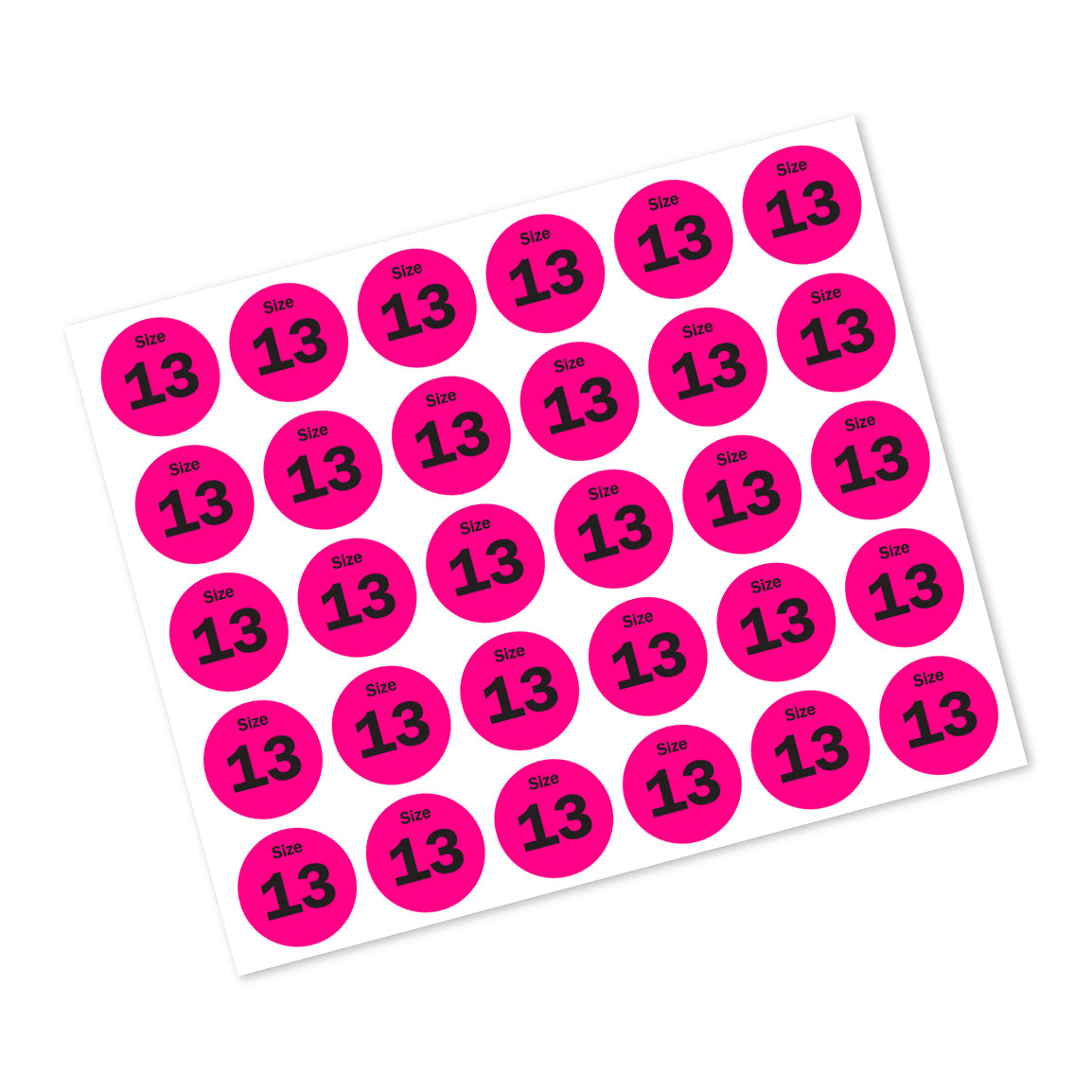 0.75in Sticker: Size 13 Clothing & Footwear Label Pack