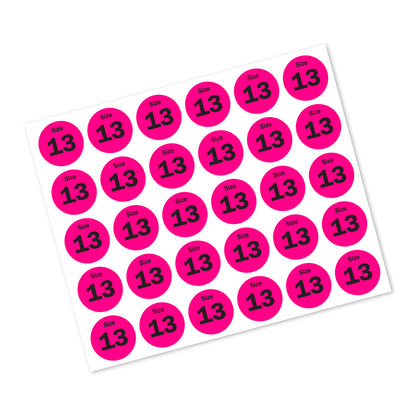 0.75in Sticker: Size 13 Clothing & Footwear Label Pack