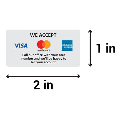 2 x 1in Sticker: We Accept Visa, Mastercard & Amex Retail Label Roll
