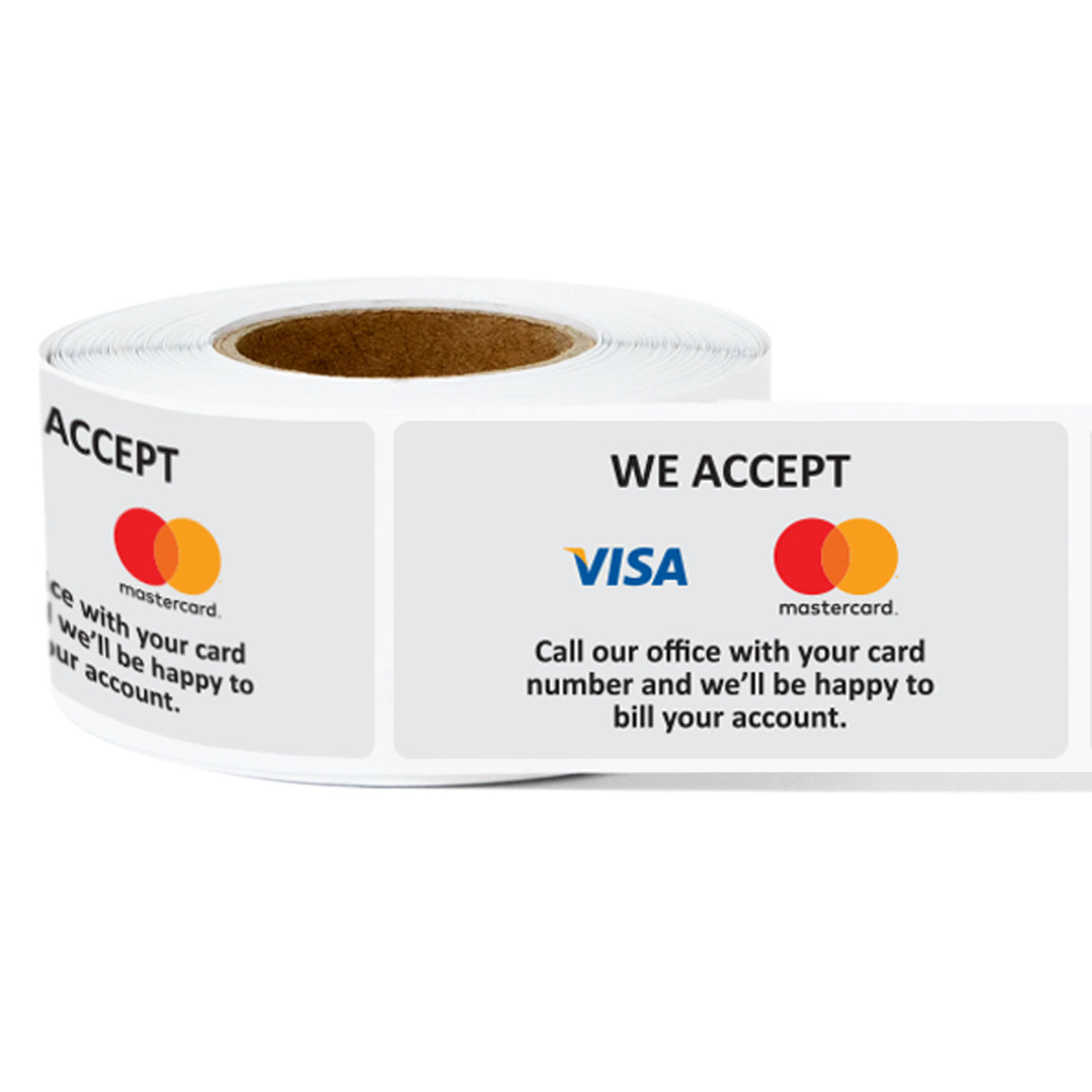 2 x 1in Sticker: We Accept Visa & Mastercard Retail Label Roll
