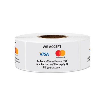 2 x 1in Sticker: We Accept Visa & Mastercard Retail Label Roll
