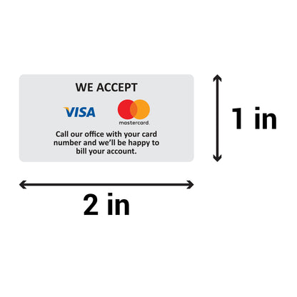 2 x 1in Sticker: We Accept Visa & Mastercard Retail Label Roll