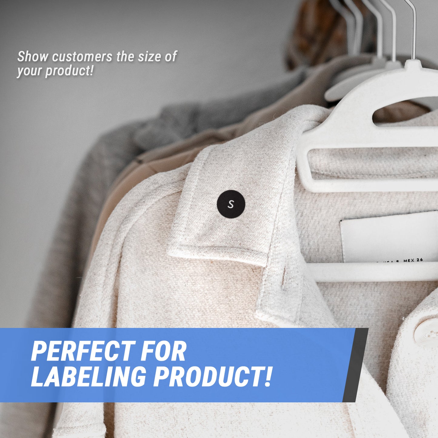 0.5in Sticker: Small Clothing Apparel Label (Size S)