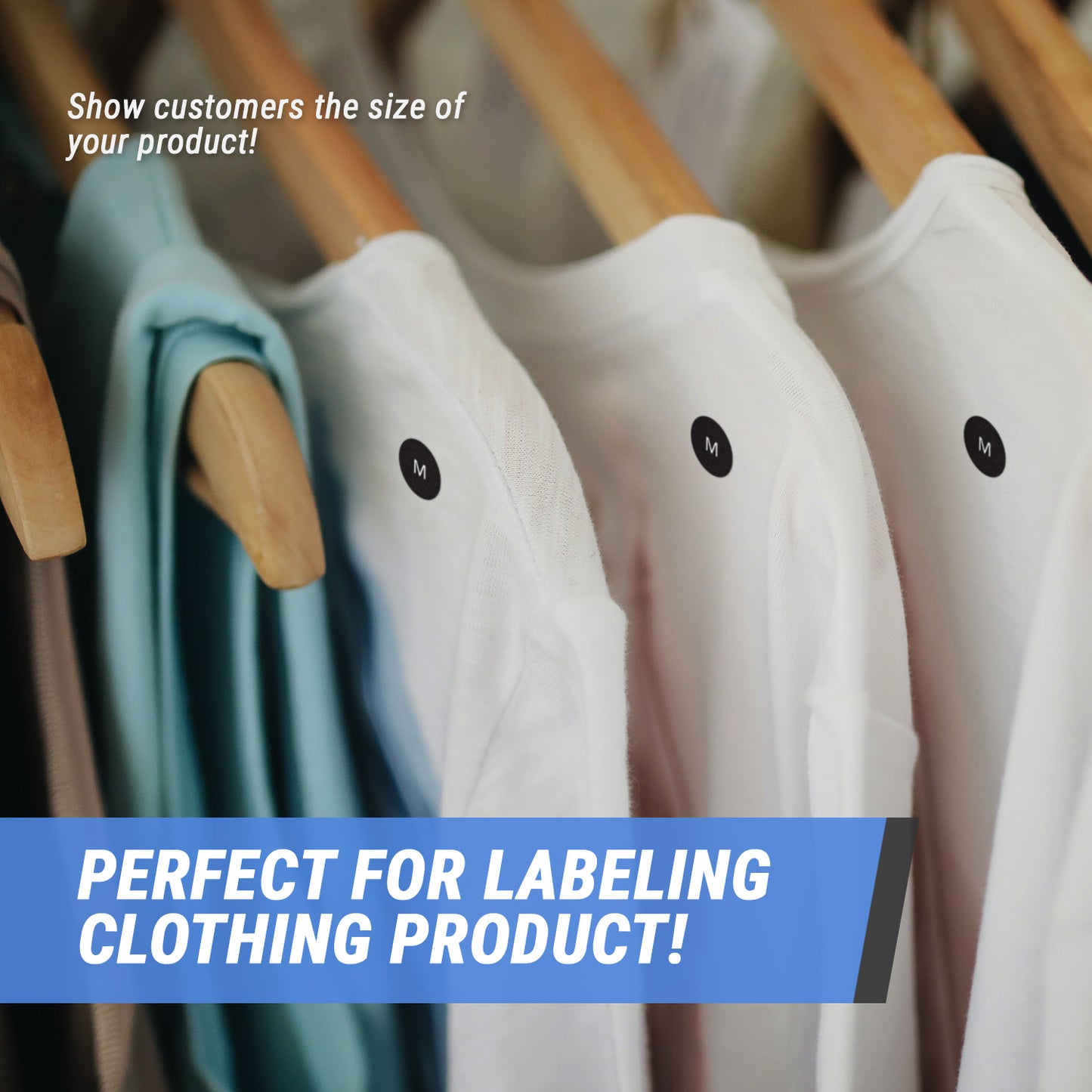 0.5in Sticker: Medium Clothing Apparel Label (Size M)