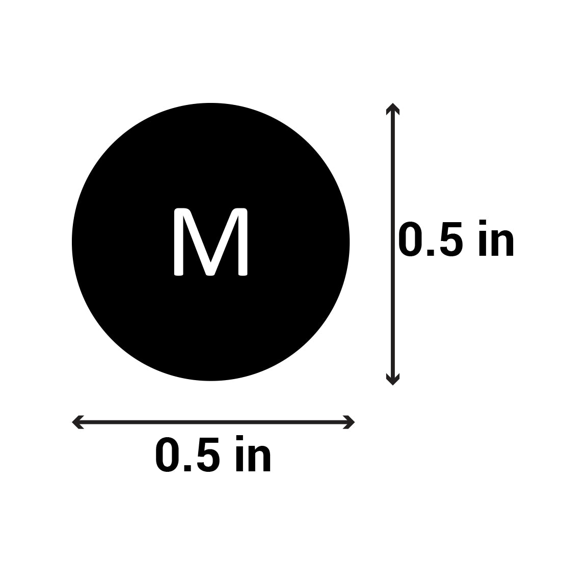 0.5in Sticker: Medium Clothing Apparel Label (Size M)