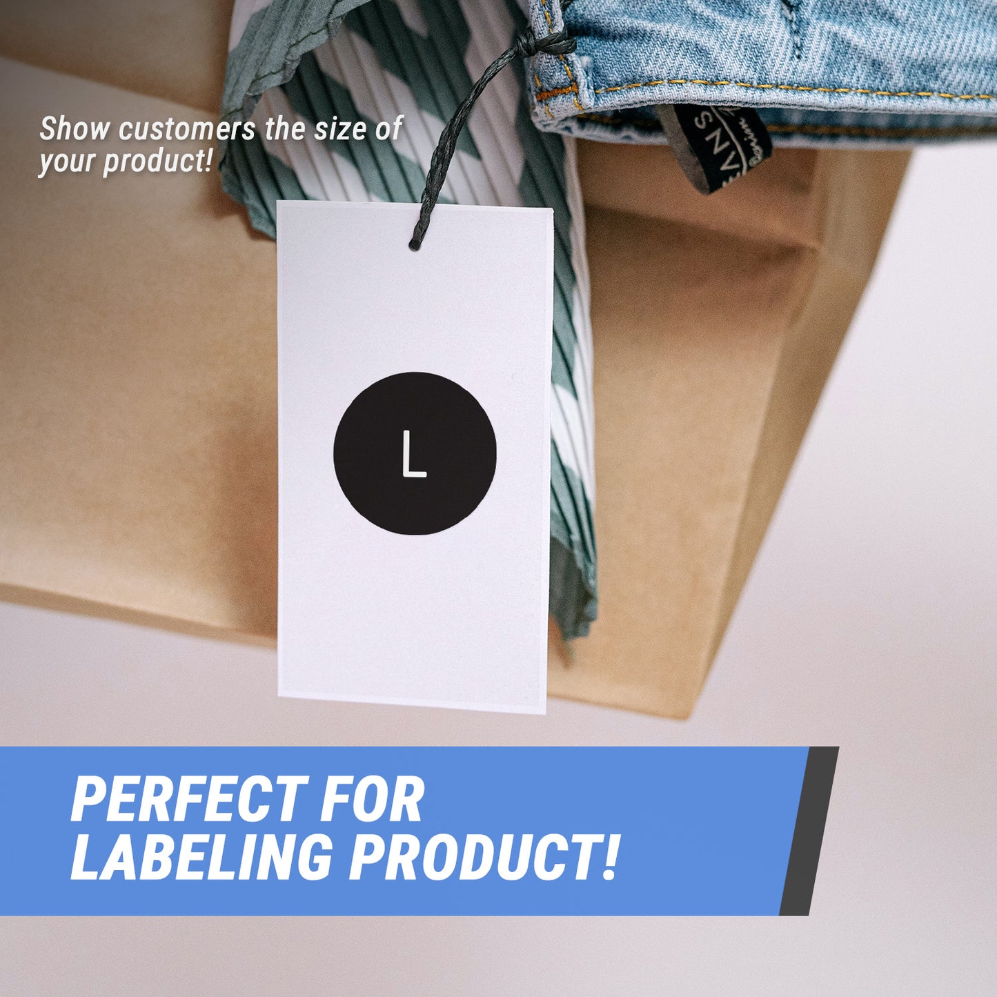 0.5in Sticker: Large Clothing Apparel Label (Size L)