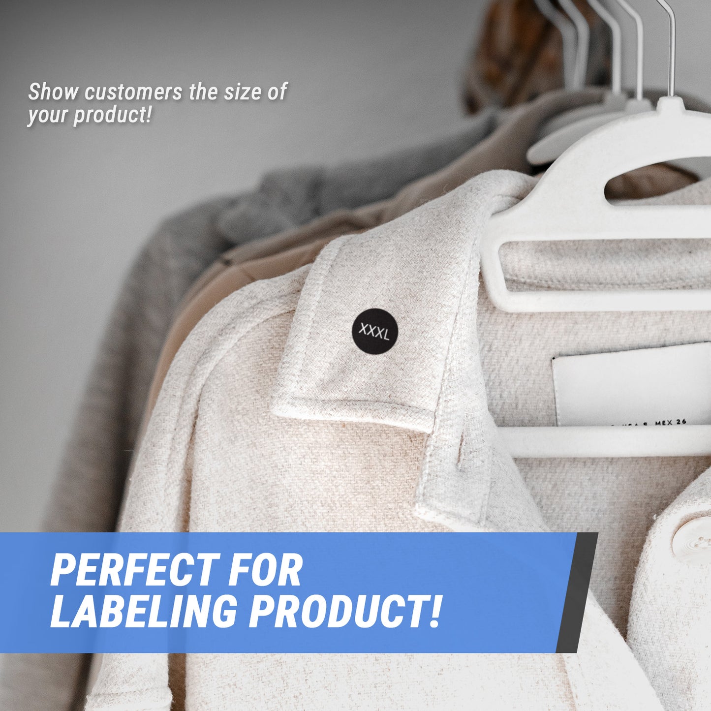 0.5in Sticker: XXX-Large Clothing Apparel Label (Size XXXL)