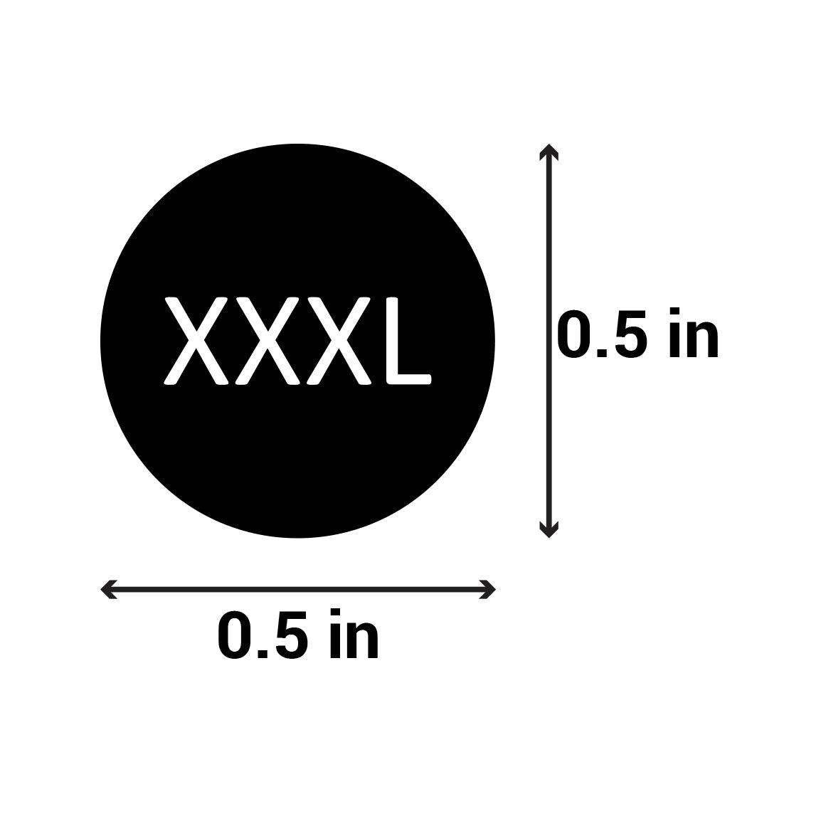 0.5in Sticker: XXX-Large Clothing Apparel Label (Size XXXL)