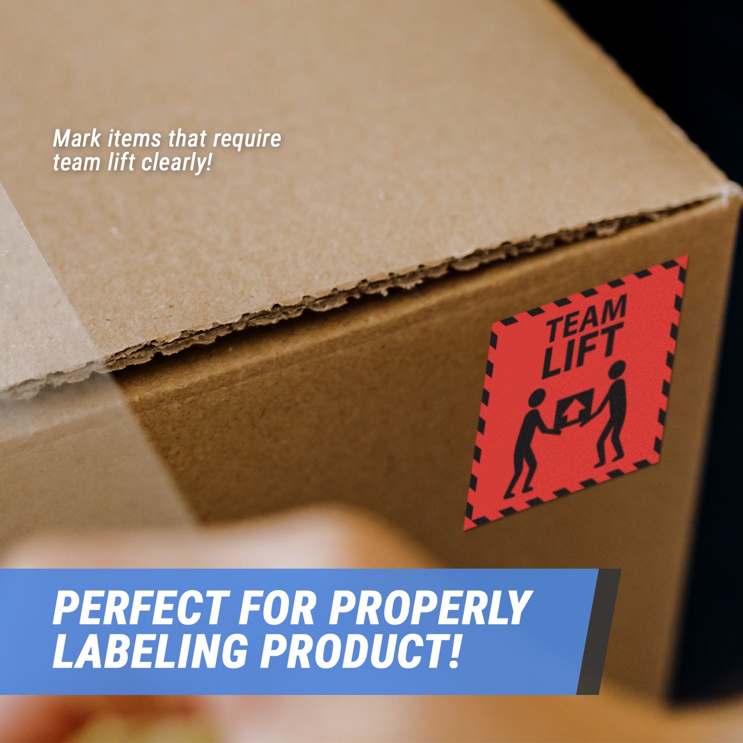3 x 3in Sticker: Team Lift Caution Label Roll