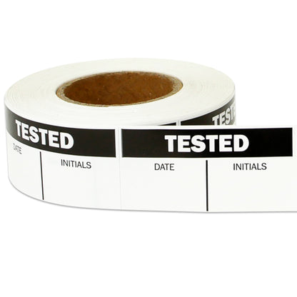 1.5 x 0.75in Sticker: Tested QC with Date & Initials Label Roll