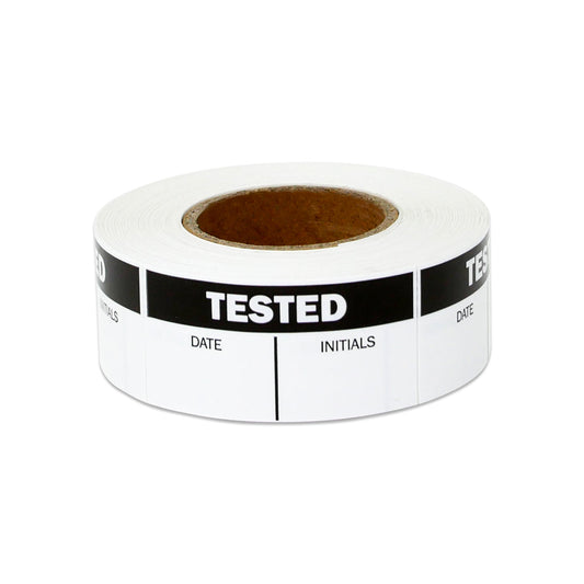 1.5 x 0.75in Sticker: Tested QC with Date & Initials Label Roll