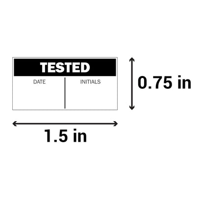 1.5 x 0.75in Sticker: Tested QC with Date & Initials Label Roll