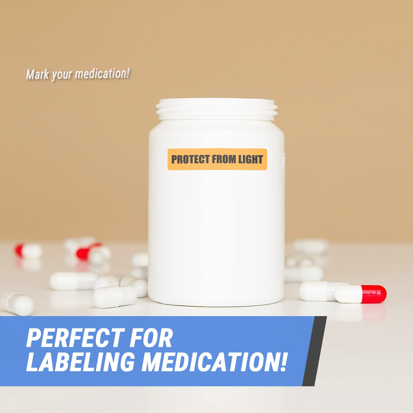 1.63 x 0.38in Sticker: Protect from Light Label (Orange)