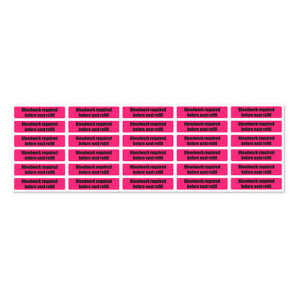 1.63 x 0.38in Sticker: Bloodwork Required Before Next Refill Label