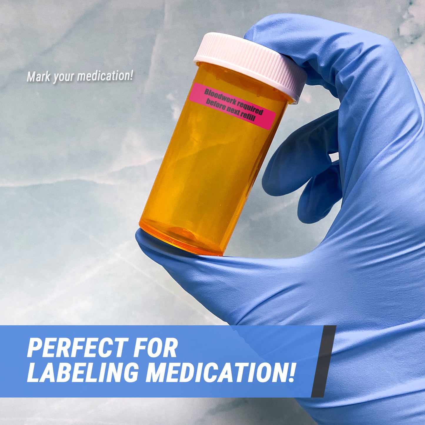 1.63 x 0.38in Sticker: Bloodwork Required Before Next Refill Label