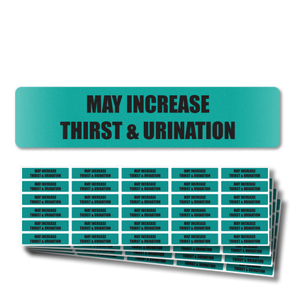 1.63 x 0.38in Sticker: May Increase Thirst and Urination Medication Label