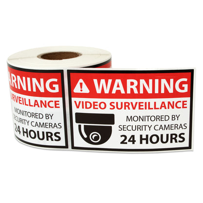3 x 2in Sticker: Video Surveillance Warning Label Roll