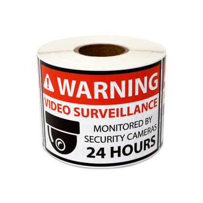 3 x 2in Sticker: Video Surveillance Warning Label Roll