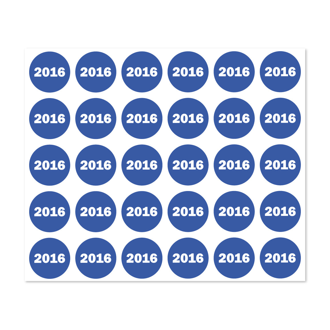 0.75in 2016 Year Label Blue (Sheet)