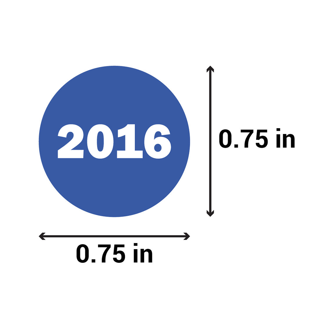 0.75in 2016 Year Label Blue (Sheet)