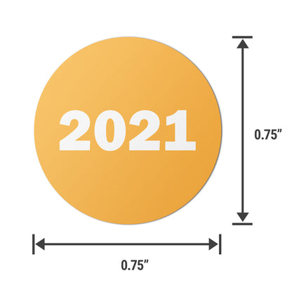 0.75in 2021 Year Label Orange (Sheet)