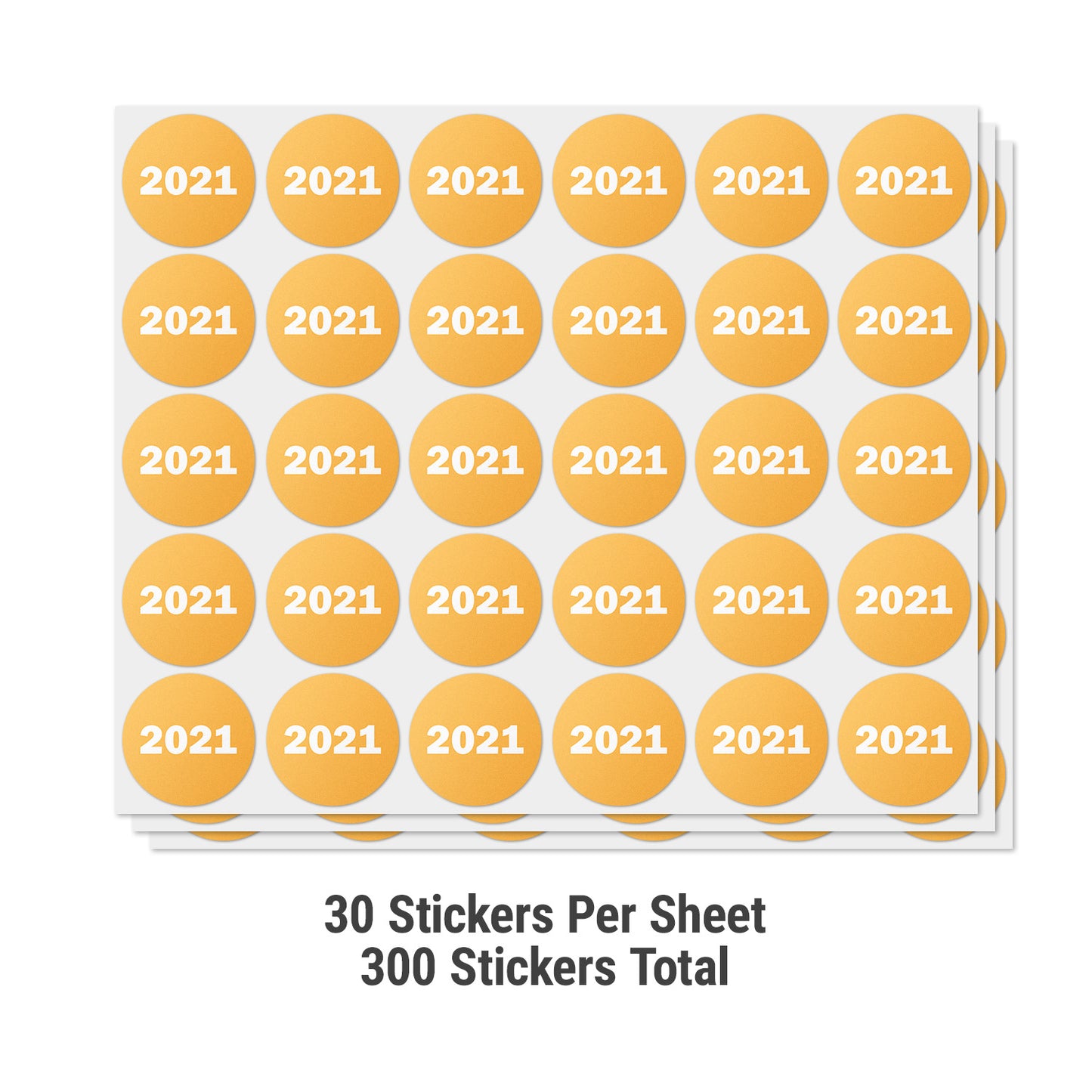 0.75in 2021 Year Label Orange (Sheet)