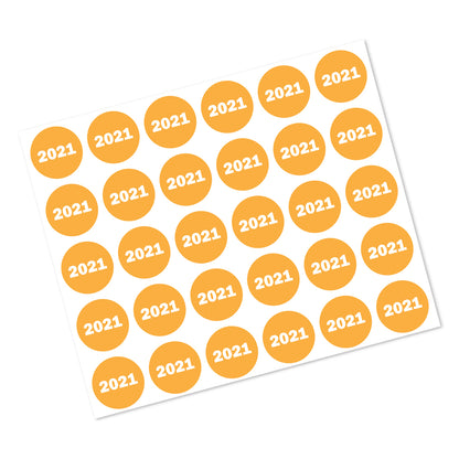 0.75in 2021 Year Label Orange (Sheet)