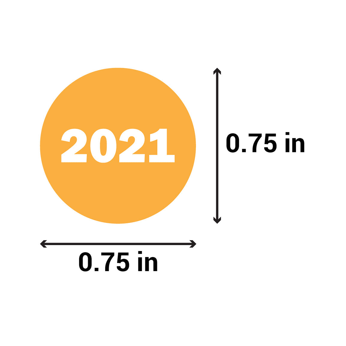 0.75in 2021 Year Label Orange (Sheet)